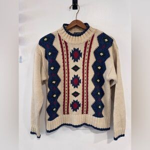 Lizwear Vintage Aztec Crewneck Cotton Sweater Women’s Size Small Cowgirl Hippie